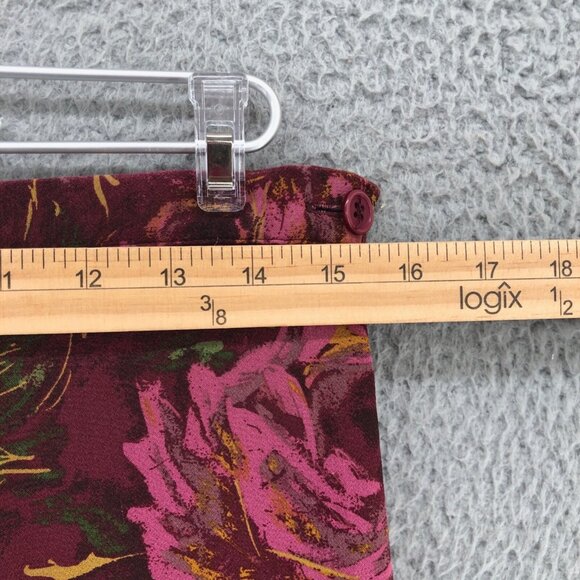 Coldwater Creek Skirt Womens Small Red Floral Godet Trumpet Midi Flowy Casual - Picture 7 of 9